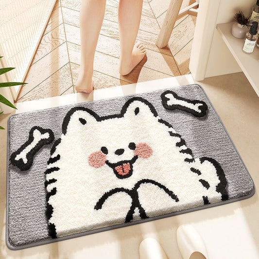 Cartoon and cute animal floor MATS in the bathroom, water-absorbing and quick-drying floor MATS in the bathroom, thickened imitation cashmere floor MATS in the bedroom