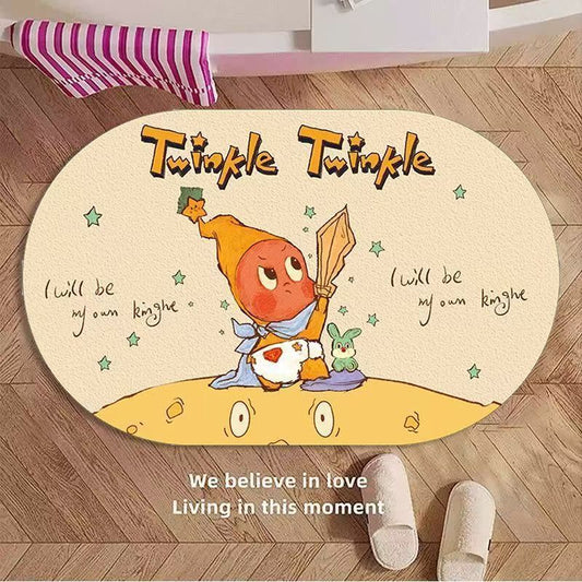 Cartoon Star Man customizable diatom mud floor mat, dirt-resistant and easy-to-maintain bathroom floor mat, water-absorbing quick-drying anti-slip foot mat