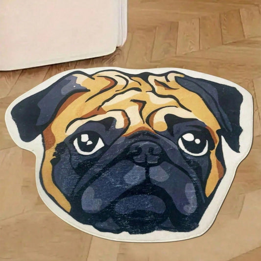 Cute and irregular-shaped faux cashmere floor MATS, water-absorbing and anti-slip pug floor MATS, household dirt-resistant and easy-to-maintain coffee table and chair MATS