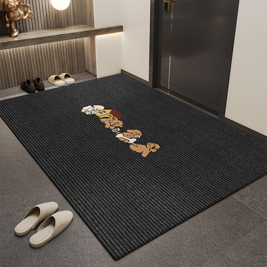 Cartoon-style, simple, cut-out, anti-slip mat for the entrance door, high-end feel, dirt-resistant and wear-resistant crystal velvet foot mat for the foyer