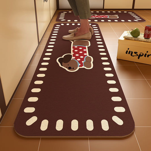 Dachshund kitchen floor mat, door resistant to dirt, household diatom mud floor mat, water-absorbing quick-drying anti-slip mat