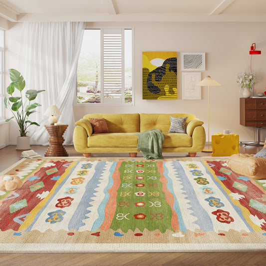 Moroccan-style crystal velvet carpet for the living room, easy-to-maintain sofa and coffee table carpet, dopamine fully spread, bedside carpet for the bedroom