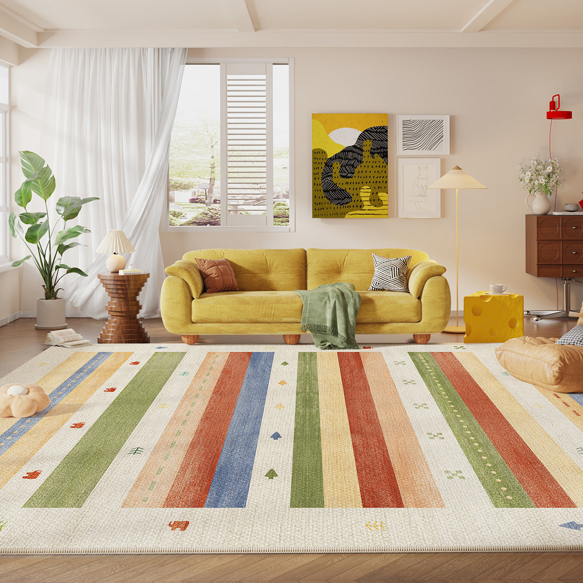 Moroccan-style crystal velvet carpet for the living room, easy-to-maintain sofa and coffee table carpet, dopamine fully spread, bedside carpet for the bedroom