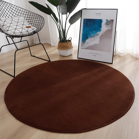 Round coral velvet carpet for the living room is dirt-resistant and easy to maintain. Bedroom bedside blanket in solid color, absorbent, soft and anti-slip