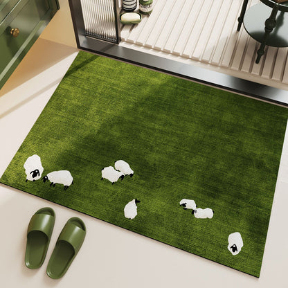 Bathroom floor mat, household water-absorbing quick-drying anti-slip foot mat, fresh and clean grass, toilet diatom mud floor mat