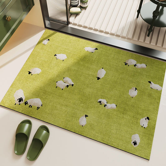 Bathroom floor mat, household water-absorbing quick-drying anti-slip foot mat, fresh and clean grass, toilet diatom mud floor mat